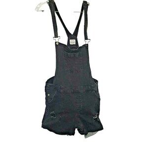 Wax Jeans Short Overalls Shortalls Size 3XL Distressed Denim Black